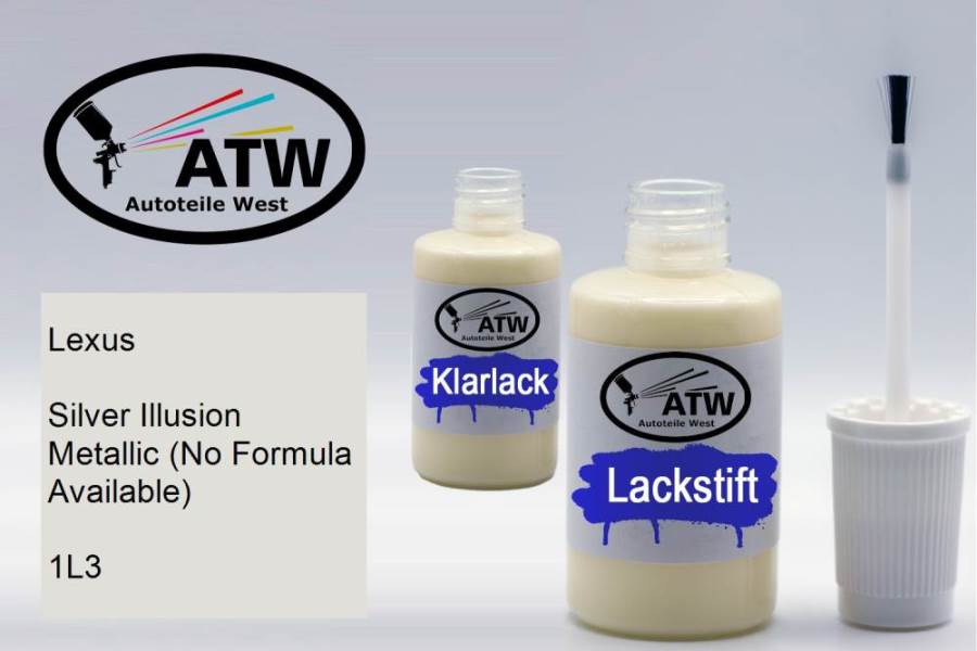 Lexus, Silver Illusion Metallic (No Formula Available), 1L3: 20ml Lackstift + 20ml Klarlack - Set, von ATW Autoteile West.